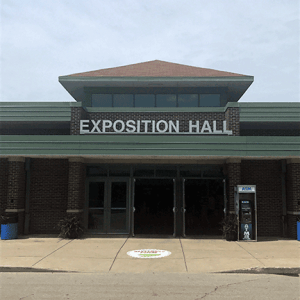Front of the expo hall on the Indiana state fairgrounds